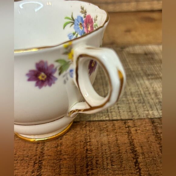 Royal Stafford Bone China Made in England Teacup and Saucer Floral Gold Trim - Picture 8 of 10